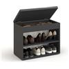 KOMTO Scarpiera Ingresso con Seduta - Panca Nera Porta Scarpe con Coperchio, Panchina Scarpiera, Panca da Ingresso, Mobile Portascarpe Salvaspazio | Sofia 60 x 48 x 32 cm
