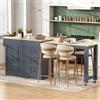 Wyibwy mobile Isola da cucina 112-186.8×45×93 cm,tavolo da pranzo estensibile con portaspezie e cassetti,tavolo da bar con zona pranzo allungabile,isola cucina su ruote per sala da pranzo,Grigio