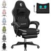 Douxlife Sedia Gaming in tessuto con Cuscino Lombare Massaggiante, Ergonomica Sedia da Ufficio con Cuscino Primaverile, Poggiapiedi, Portata 158kg, Nero Grigio
