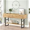[en.casa] Tavolo Consolle Mobile Contenitore con Ripiano e Scomparti Chiusi con Ante a Ribalta Gambe in Metallo Mobile da Soggiorno Corridoio 76 x 139 x 43 cm Effetto Rovere Rustico/Nero