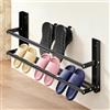 DASIAUTOEM Scarpiera da parete a 2 livelli, 37-67 cm, allungabile, portascarpe in metallo, salvaspazio, organizer per scarpe per 6 paia di scarpe per roulotte, bagno e corridoio