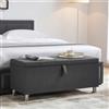 Vida Designs Valencia Pouf Ottomano, con Coperchio in Tessuto, Sedia, Sgabello, Panca per Finestra, Cassapanca, Cassapanca per Giocattoli, Pouf, Poggiapiedi, Lino Grigio Scuro