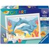 Ravensburger — CreArt Kids 13 x 18 cm — Numero d'arte — Delfini e coralli — Kit di pittura con numeri — A partire dai 7 anni — 12023220