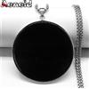 NONE Collana di ossidiana nera grande di moda Collana di collane con ciondolo fortunato in pietra naturale in acciaio inossidabile per gioielli da uomo colar feminino
