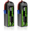 OVONIC Batteria Lipo OVONIC 6500mAh 100C 22.2V 6S con Connettore EC5 per Aeromodelli RC, Quadricotteri DJI, Auto RC, Camion RC, Barche RC - Confezione da 2