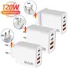 NONE Caricatore USB Type C a ricarica rapida 120W 4 porte PD Quick Charge 3.0 per iPhone Samsung Xiaomi Huawei Adattatore per telefono con spina EU US UK