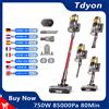 Tdyon Aspirapolvere senza fili 750W, aspirazione ultra potente 85000Pa ricarica rapida 3H contenitore per la polvere grande da 2,8L, batteria rimovibile, autonomia fino a 80 minuti, aspirapolvere