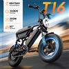 URLIFE Bicicletta elettrica da montagna Urlife T16 con pneumatici fat da 16 "x 3 ", motore W Peak, batteria da 48V, doppia sospensione portatile per il cambio di marcia e vano portaoggetti sul portapacchi.