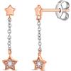 In Season Jewelry Tiro Stars Zirconia Cubica Pendente Bambini/Giovane Orecchini - Argento Oro Rosa