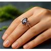 Anello Di Fidanzamento Zaffiro Blu, Marquise Minimalista, Oro 14K, Mis. 7