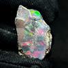 Ethiopian Opal Pietra Preziosa Naturale Grezza Nera Fire, 15 Ct, 22x14 mm