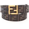 FENDI Cintura logo FENDI FF 8C0686ANH7F1L2J85 tela pelle nera #85 GHW NUOVA donna