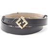 FENDI FF Diamond Gold Hardware Cintura reversibile in pelle Nero Beige #80 NU...
