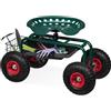 Relaxdays Sgabello Giardinaggio con Ruote, Carrello Portautensili Giardino e Officina, Regolabile, 150kg, Acciaio, Verde