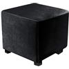 XGANGM Velluto Copri Pouf Quadrato Elasticizzato Copri Pouf Ottomano Quadrato e Copridivano Fodera Pouf, per Small 36/38/40/45/50/60cm Quadrati Poggiapiedi,Nero,15x15inch