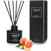 L'odeur Vill Diffusore Profumo Ambiente - 3.4oz (100ml) profumo di Pesca al miele con 8 bastoni d'olio, diffusore di aroma nero opaco, profumo domestico di lunga durata per il bagno.