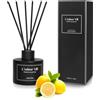L'odeur Vill Diffusore Profumo Ambiente - 3.4oz (100ml) profumo di Limone con 8 bastoni d'olio, diffusore di aroma nero opaco, profumo domestico di lunga durata per il bagno.