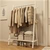 AQIMUELE Stand Appendiabiti con Ruote, Attaccapanni in Legno, 43 x 100 x 157 cm, Appendiabiti da Terra, Resistente, Facile da Montare e Spostare, con Supporto per Scarpe (Bianco)