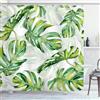 OCEUMACO Tenda Doccia Antimuffa 180x200 cm Tessuto in Poliestere Foglie di Monstera Verde Tenda per Doccia Stoffa Impermeabile Tende Vasca da Bagno con Anelli Lavabile Lavatrice
