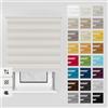 Estika Tenda a rullo giorno e notte con foratura - 130 x 150 cm - Ecru - montaggio a soffitto o parete, tessuto a doppio strato, semi-trasparente, per interni, per finestre