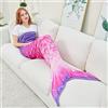 WERNNSAI Coperta con Coda di Sirena - Coperta Indossabile con Sirena in Peluche per Adulti Adolescenti 160 x 70 cm Sacco a Pelo Calda per Divano Letto Soggiorno Regalo di Compleanno (Viola & Rosa)