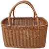 Generic Cesti in vimini intrecciati, borsa da mercato in rattan per picnic con manici per fiori, cesto portafiori rettangolare portatile, borsa a mano in paglia per frutta e regali per la spesa (L)
