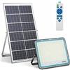 openspaceshop FARO FARETTO LED da Esterno 400w 6000k Bianco IP67 IMPERMEABILE PANNELLO SOLARE CON TELECOMANDO