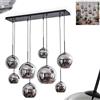 HOFSTEIN Koyoto, lampada a sospensione a 8 luci, in metallo/vetro, colore nero/cromo/fumo, design retrò/vintage, paralumi Ø 15, 20, 25 cm, E27, sala da pranzo, cucina, soggiorno