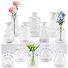Zosenyer 12 Vasi in Vetro Trasparente, Set di Vasetti Piccoli con Stili Diversi, Mini Bottiglie per Terrario Piante e Fiori, Decorazione Casa, Matrimonio, Centro Tavola Moderno