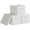 WOLTU Scatola Portaoggetti, Set di 1 Contenitori per Armadio, Scatola con Coperchio Rimovibile, Organizer con Maniglie Pieghevole, in Tessuto, Bianco, 48x36x30 cm