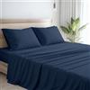 MAXIME MAISON - Completo Lenzuola Una Piazza e Mezza Francese in Puro Cotone 100% Made in Italy, con 2 Federe Incluse, Tocca con Mano la Qualità di un Tessuto in Fibra Naturale (Blu Navy)