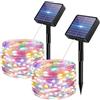 bitjam 2 pezzi di ghirlanda luminosa solare per esterni, 5+2 M 50 LED ghirlanda luminosa solare all'aperto 8 modalità IP65 impermeabile con funzione di memoria per recinzione, giardino, balcone