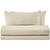 IL BOTTEGONE Completo Letto No Stiro Tinta Unita Effetto Spazzolato Set Lenzuolo Sopra, Lenzuolo Con Angoli 30 cm, Federa copri guanciale - Panna - Singolo