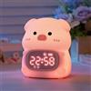 Generic Sveglia digitale a forma di maiale con luce notturna per bambini, orologio per allenamento del sonno con colori RGB, orologio OK to Wake, lampada ricaricabile in silicone a forma di animale carino per