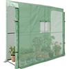 Outsunny Serra da Parete con 2 Porte Avvolgibili, Serra da Giardino con Copertura in PE Anti UV e Finestra, 200x80x200cm, Verde