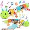 SINZONEu® Giocattolo Bruco Baby 0-12 Mesi, Peluche Musicale per la Pancia con Sonaglio Fruscio Squittio & Specchio Sicuro, Giocattoli Sensoriali Sviluppo Regalo per Neonati Maschi Femmine