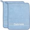 La Chiocciolina Set 2 salviette personalizzate con nome ricamato, Set due salviette asilo con nome, Salvietta in spugna con appendino, Salvietta asilo con ricamo (07 Azzurro)