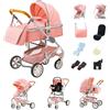 YAZOCO Passeggino Trio, combinazione 3 in 1 passeggino cittadino pieghevole di lusso Borsa mamma con cestino porta bebè (3 in 1 739 Rosa)