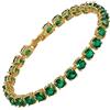 Rizilia Taglio Rotondo Simulata Smeraldo Verde CZ 18K Placcato Oro Bracciale Tennis, [18cm/7inch]