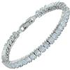 Rizilia [RIZILIA Cubetto Di Ghiaccio] Princess Cut Simulata Zirconia Cubica Bianca CZ 18K Placcato In Oro Bianco Bracciale Tennis, [18cm/7inch]