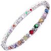 Rizilia Gioielli Taglio Rotondo Multi Color Birthstone Pietra preziosa Fine 18K Oro Bianco Placcato [180mm / 7inch] Braccialetto di Tennis Eleganza Moderna [Sacchetto di Gioielli Liberi]