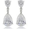 Rizilia [RIZILIA CELEBOX] Tearciondolare Orecchini Traforati Con Taglio Pera CZ [Zirconia Cubica Bianca] In Placcato In Oro Bianco, Celebrity Inspired By Angelina Jolie