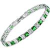 Rizilia [Cubo di ghiaccio RIZILIA] Princess Cut simulato verde smeraldo CZ 18K Bracciale tennis placcato oro bianco, 7