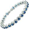 Rizilia Bracciale Tennis con Taglio Rotondo CZ [Simulata Zaffiro Blu] in 18K Placcato in Oro Bianco, [18cm/7inch]