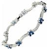 Rizilia Taglio Rotondo Simulata Zaffiro Blu CZ 18K Placcato Oro Bracciale Tennis, [18cm/7inch]