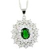 RIZILIA Ovale simulato verde smeraldo oro bianco 18 carati placcato pendente ciondolo collana catena curvatura