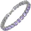 RIZILIA Tennis Bracciale [18 cm/7 inch] con taglio rotondo pietre preziose zirconi CZ [9 colori disponibili] in 18 carati placcato oro bianco, Eleganza moderna semplice, Medium, Zirconia cubica