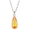 Rizilia Gioielli in Oro Bianco 18K Oro Giallo di Colore Rosa Citrine Ciondolo Pendente con Pendente in Pietra con (Lunghezza 48cm / 18inch) Catena di Pendenza [Sacchetto di Gioielli Liberi]