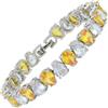 RIZILIA Spectrum - Braccialetto tennis classico placcato in oro bianco 18 K, con zirconia cubica taglio a pera, 6 mm, colore: giallo citrino simulato, bracciale da donna, misura 17,8 cm, gioiello