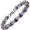 Rizilia Gioielli Rotondi Tagliati Viola Ametista Pietre preziose Fine CZ [18cm / 7inch] Braccialetto da Tennis Semplice Eleganza Moderna Sacchetto di Gioielli Liberi